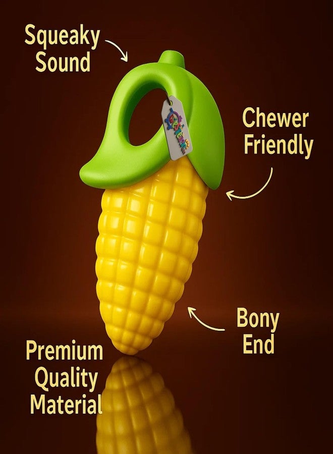 Western Era Corn Shaped Squeaky Dog Toy | Durable Rubber Chew Toy for Dogs & Puppies | Heavy Duty Teething Aid for Aggressive Chewers | Squeaker for Interactive Play | Dental Cleaning Playtime Fun - Image 4